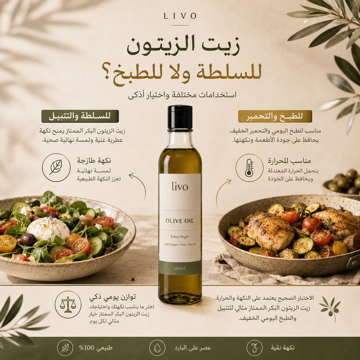 زيت الزيتون للسلطة ولا للطبخ؟